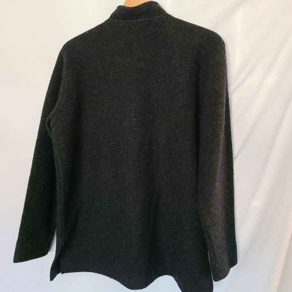 Norm Thompson Vintage Gray 100% Wool‎ Sweater Jacket Sz Medium - Picture 3 of 3